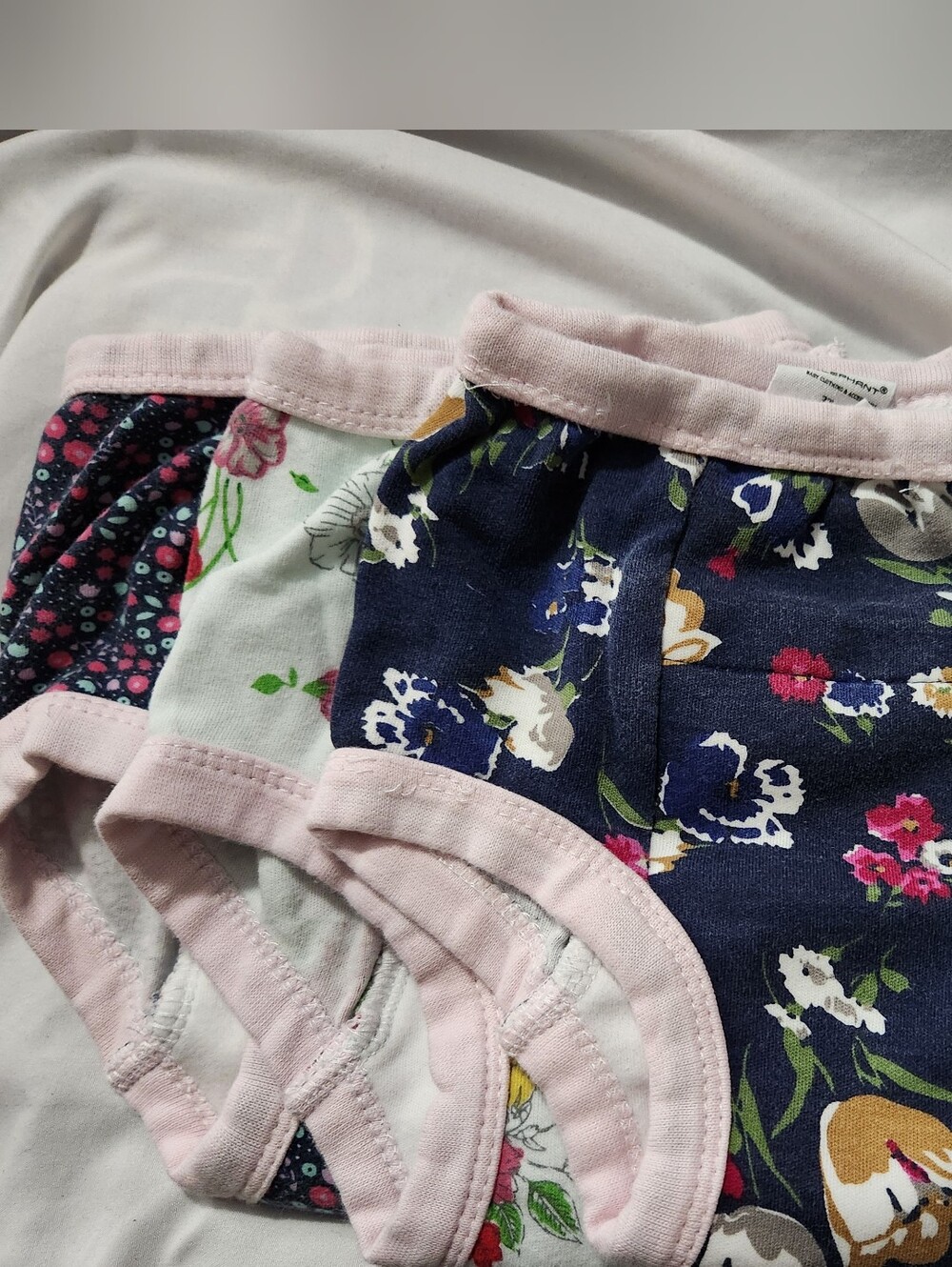 Girls Floral Training Pants with Pink Trim